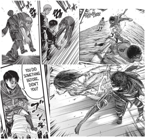 he stomps Annie’s head because he’s irritated and mad at her for killing so many people; he kicks Eren on a blimp because he’s sad af about Eren and doesn’t know what’s going on with him + the situation Eren put all of them in was extremely dangerous, and… you get the idea.