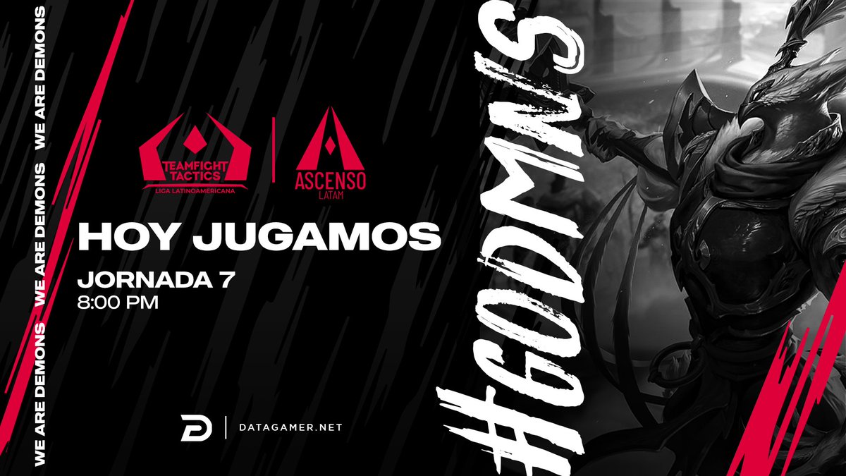 GGDemons's tweet photo. [#TFT]

¡Hoy jugamos! 7° jornada de la @TFTLiga (Liga - Circuito). 

🏆@tftliga
🕗8:00 PM🇨🇴

Los demonios que nos estarán representando:

@Coquimbanotft
@andres21feli
@ElOscarFalso2
@LinkbyN_Zero
@DMNS_Sleepfer
@Ro_Caba
@HyperSpaceLAN https://t.co/pfYxQBTuY5