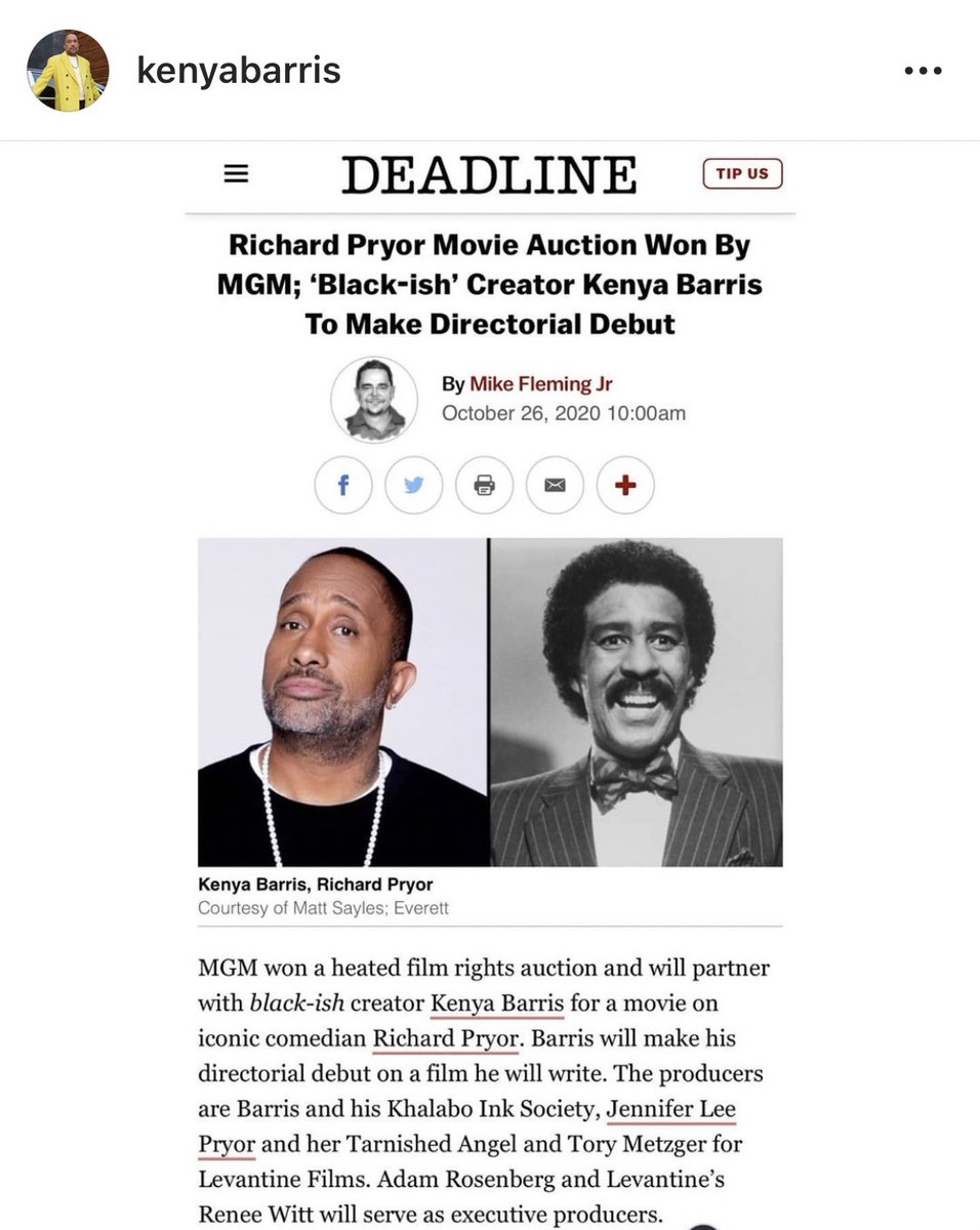 DopeblackFilms's tweet photo. How #DOPE is this!!

My #CAU alumnus #kenyabarris will make his director debut with the #RichardPryor movie 🎥 

#Dopeasf 🍾🎉🎊🎈 #blackish https://t.co/lDwdJC5mGb