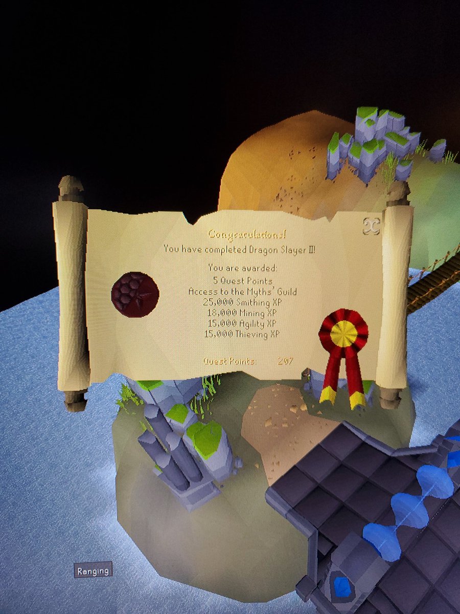 thymetoparty's tweet photo. @OldSchoolRS I am so satisfied. Beat the boss first try with only 11hp and no food left. What a rush!!! #DragonSlayer2 #OSRS https://t.co/zBxAuI4u6B