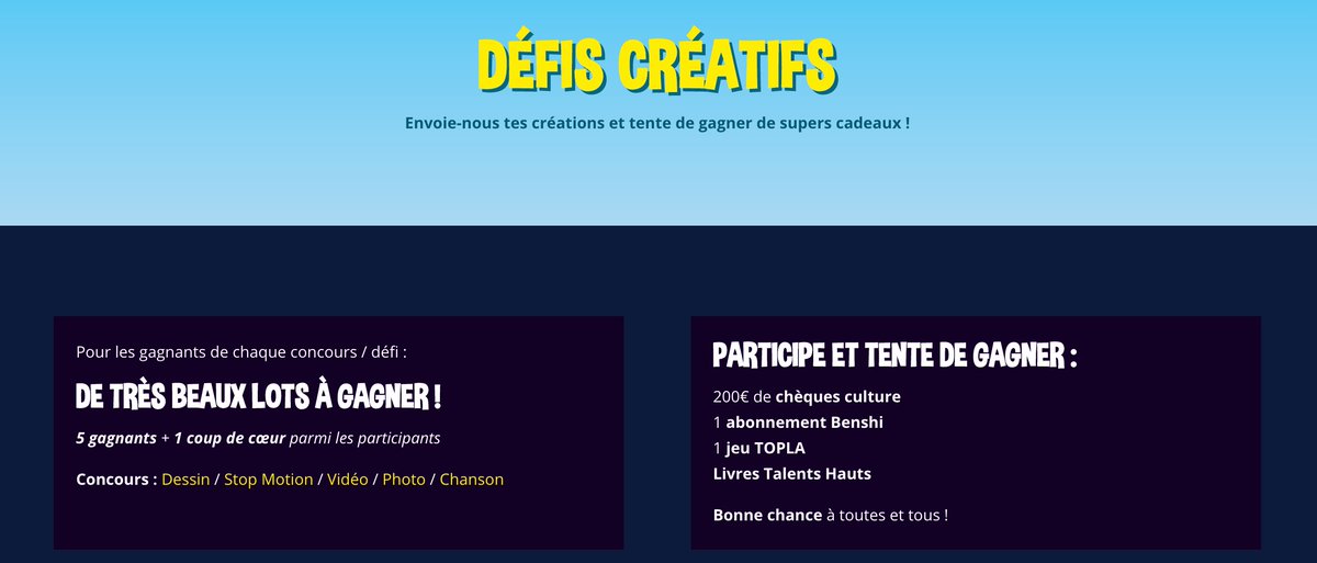 txikiprod's tweet photo. ⭐📷Vous aimez les défis ? Vous cherchez des activités à faire en famille ? Ça tombe bien, le #TxikiFestival vous propose 5 défis créatifs pour vous exprimer sur le thème de l'égalité ! 📷⭐

🎁🤩Des cadeaux géniaux sont à gagner et 200€ de chèques culture🤩🎁

Lien en bio !💻 https://t.co/GM1fiaB8g4