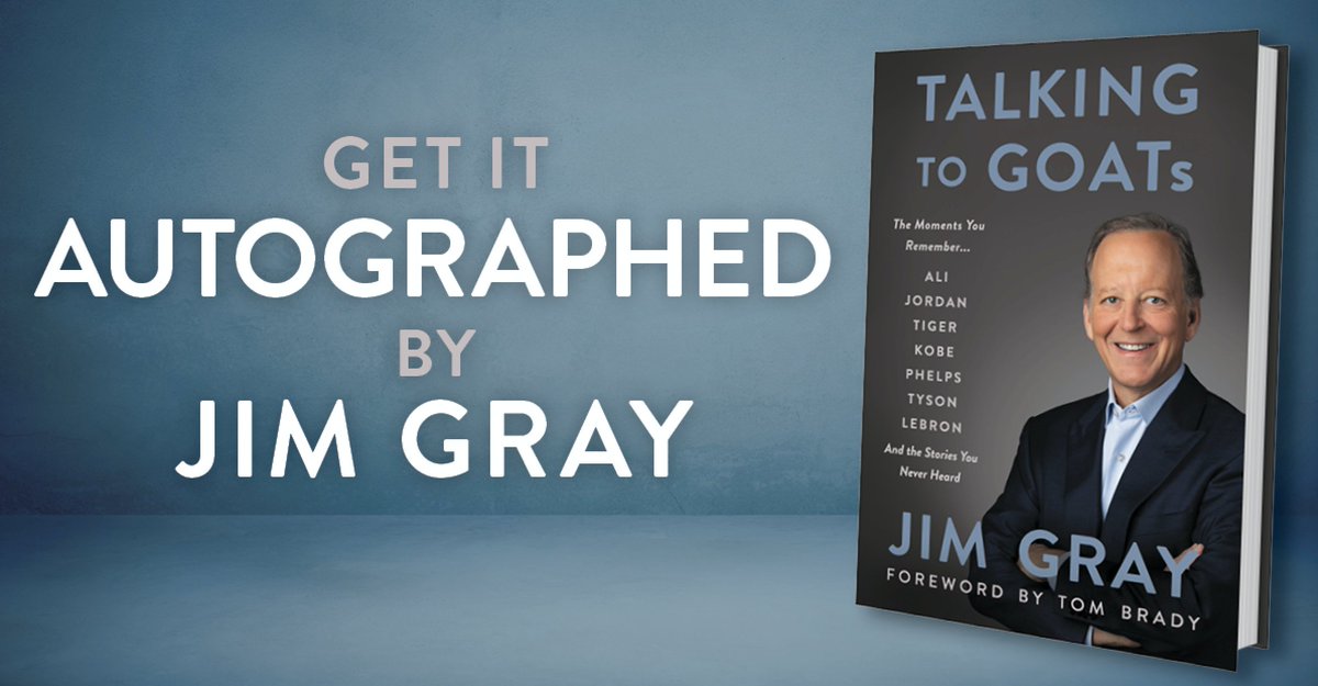 Join <a href="/JimGrayOfficial/">Jim Gray</a> tomorrow at 5PM ET for a Facebook Live to talk about his new book, Talking To GOATs, with <a href="/miketirico/">MikeTirico</a> from NBC Sports. Sign-up here: premierecollectibles.com/goats #TalkingToGOATs