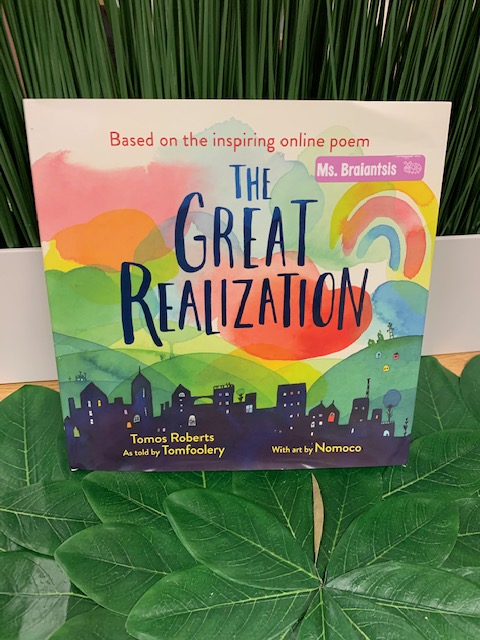 BrownridgePSLC's tweet photo. This week's "Book Buzz" is #TheGreatRealization by T.Roberts; a book I am currently using in class. A great bk to reflect on"great realizations" while at home during the pandemic. Ss moving reflections expressed the things they've learned & some positive outcomes of the pandemic https://t.co/ptGkwtE0wU