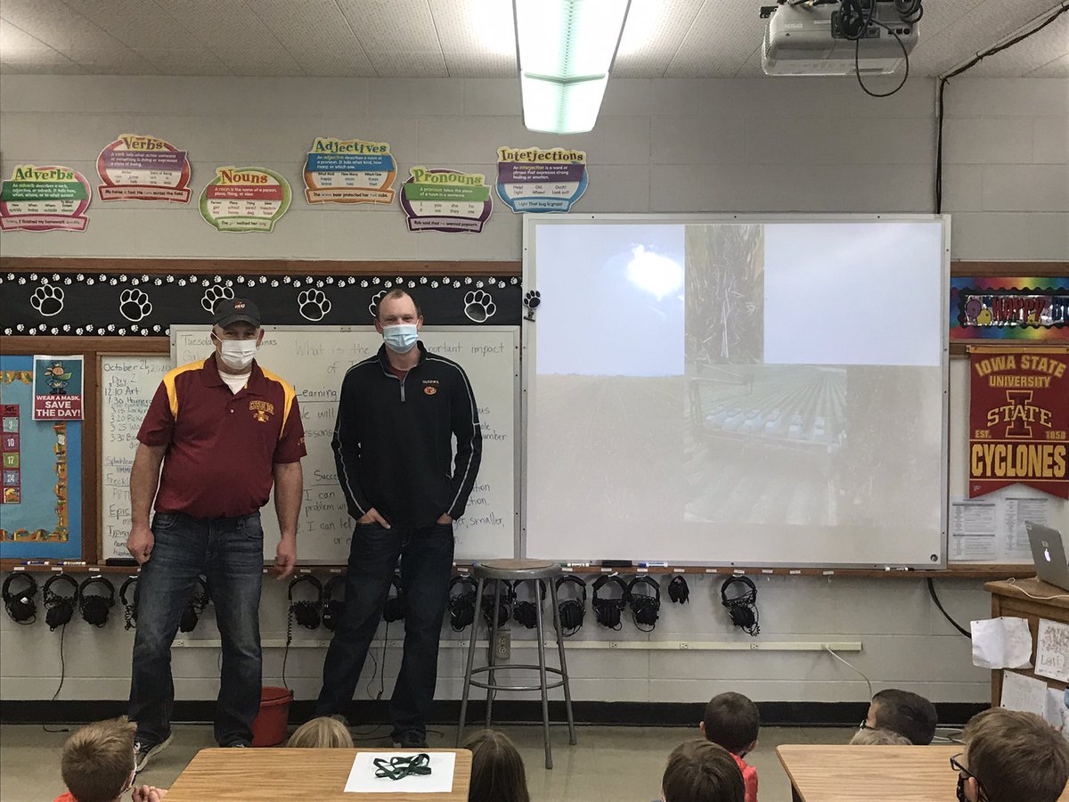 Dan, Drew, and Shannon Dietz visited the 4th grade to talk about corn production for part of our agriculture PBL unit. #HuskyNProud