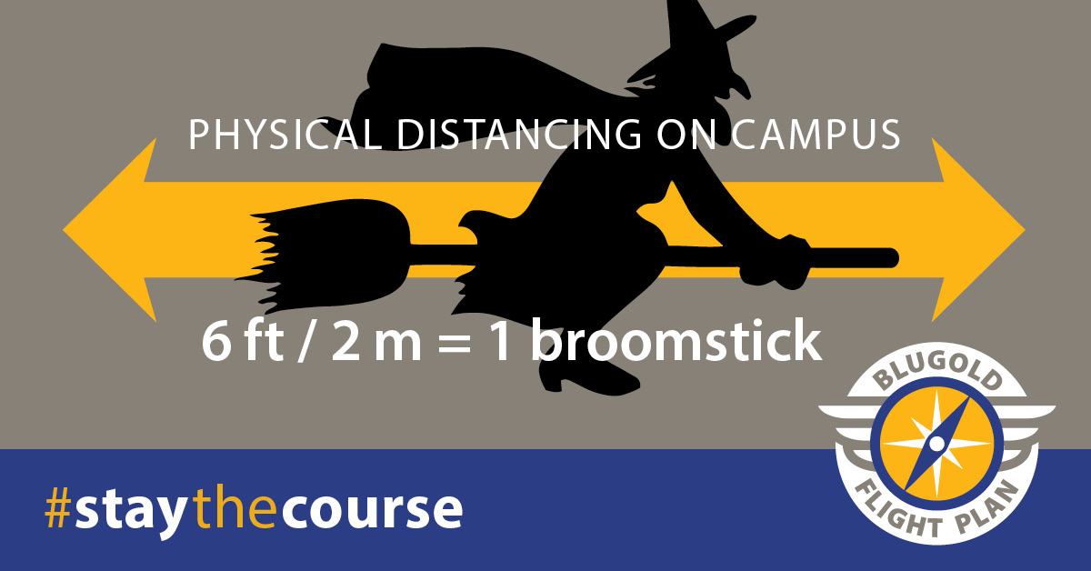Halloween is scary, but rising COVID-19 cases are scarier 👻  Remember to wear a face mask 😷 if you leave your residence and maintain at least a 6 ft. distance between yourself and others this weekend 🎃  Help us keep our community safe, Blugolds. #uwec #staythecourse