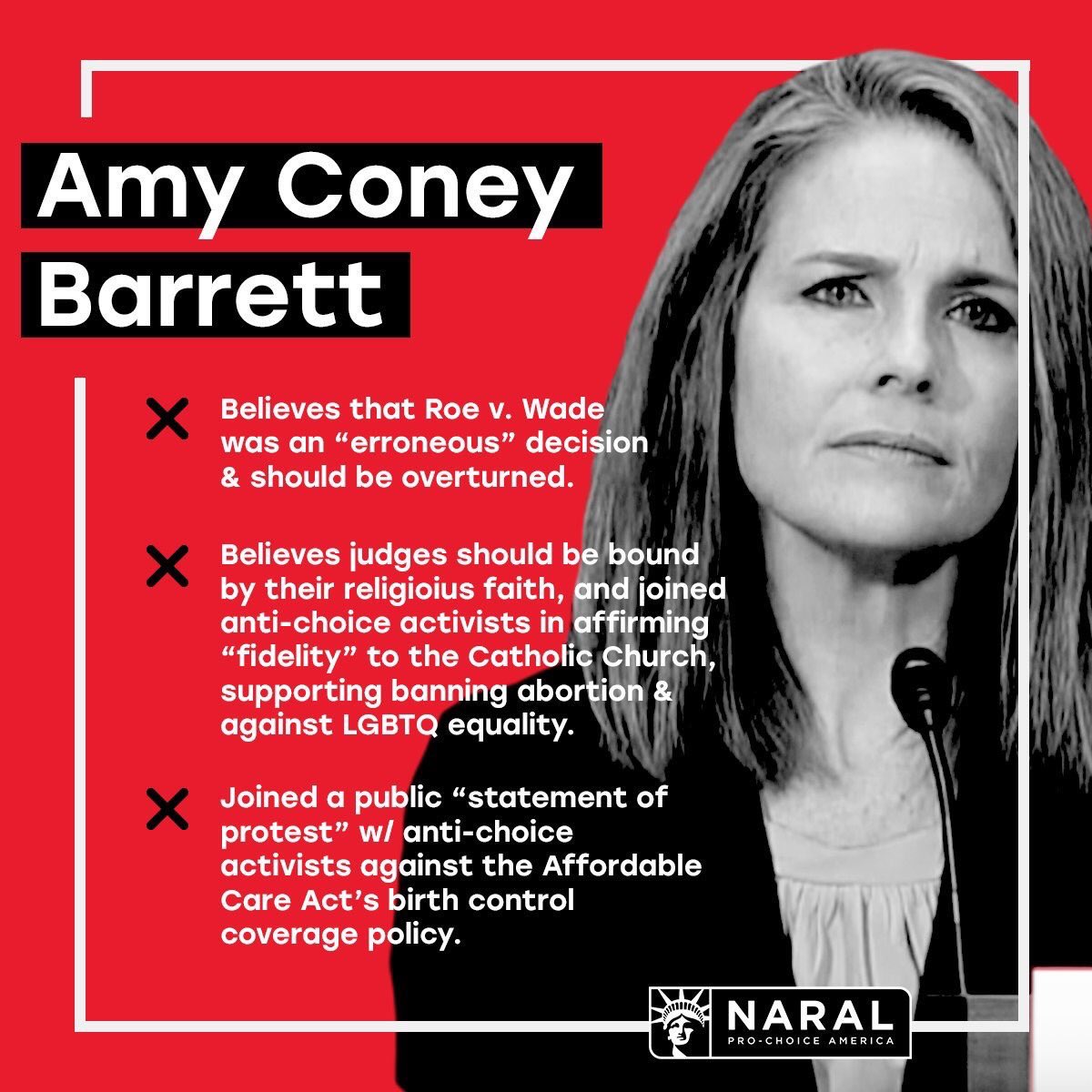 2/Notable groups and organizations who have rejected  #SCOTUS nominee Amy Coney Barrett cont.Over 100 Notre Dame faculty1500 Rhodes College Alumni11,560 members of her sorority, Kappa DeltaACLUNAACPCatholic LobbyPFLAG NationalCatholics for ChoiceNARAL Pro-Choice America