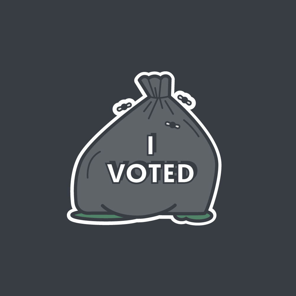 tinywolfteeth's tweet photo. I made a quick I voted "sticker". Voting is important but things still suck vibes. https://t.co/JqpDnIfa2W