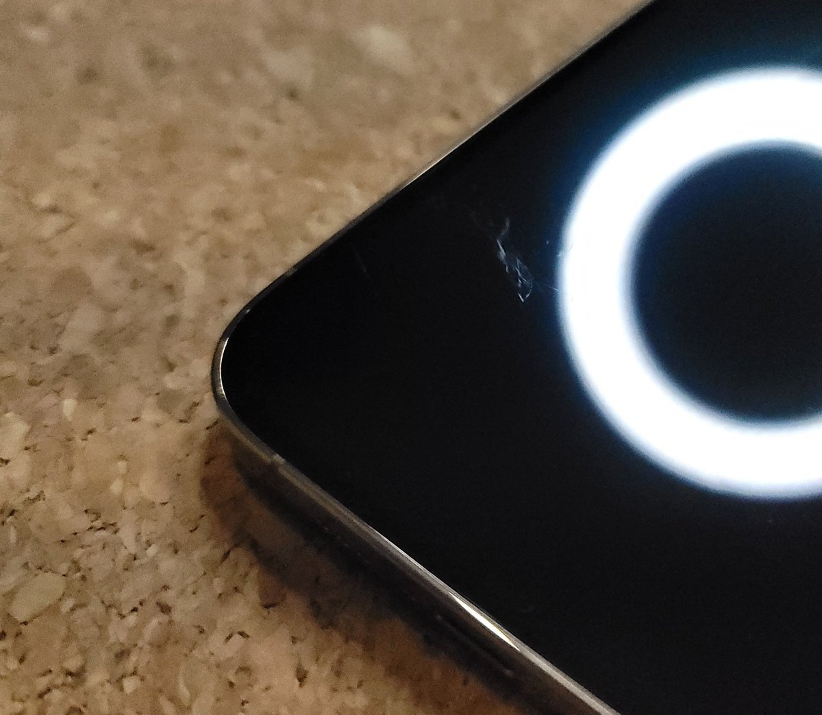 Something wrong with these iPhone 12 displays. This 12 Pro didn't leave my office. All I used it was for recording a versus video with Note 20 Ultra. 

There is a scratch on the screen already &amp; this is supposed to be ceramic shielded glass. Never had a phone scratch this fast.