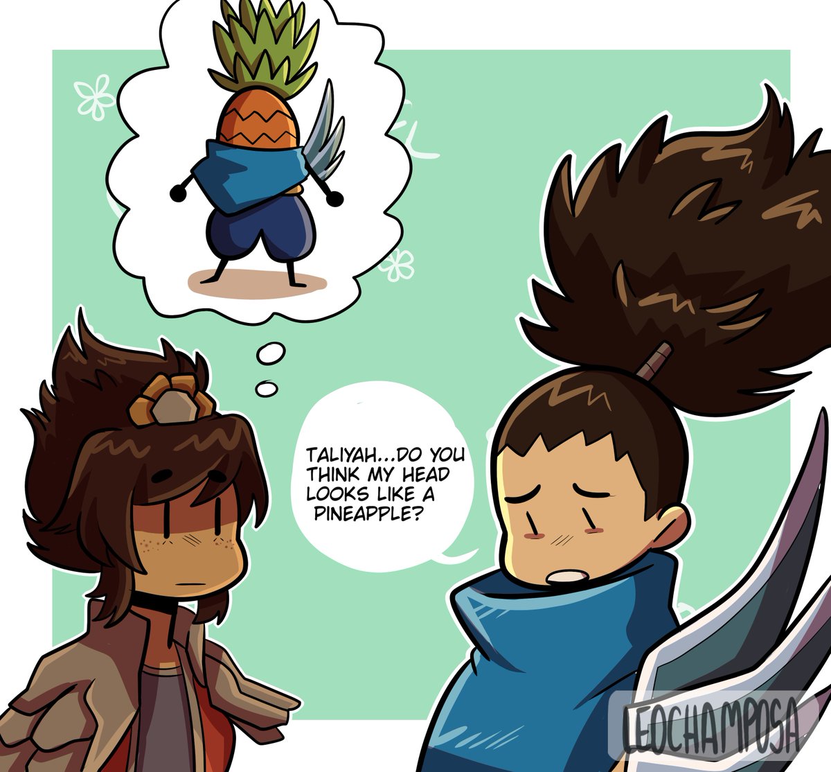leochamposa's tweet photo. Pineapple head 🍍🍍

#yasuo #ahri #taliyah #leagueoflegends #riotgames #fanart https://t.co/lVZW4MaSFT