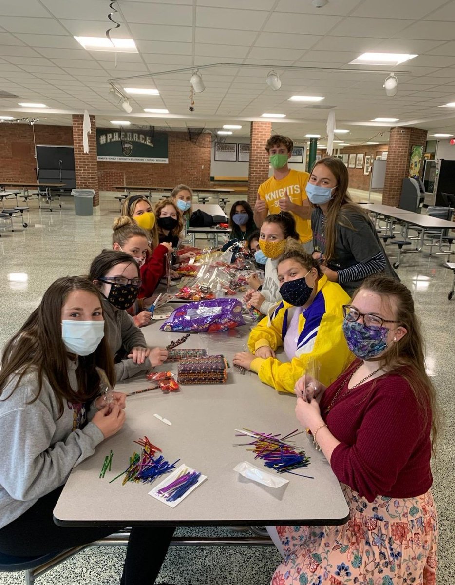 Covid won't stop our halloween spirit! Making candy bags for Hines Elementary friends!