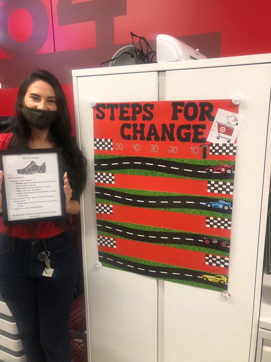 Steps for change! Thanks to the vizer app, every 10,000 steps equals a meal donated in our local community. Let’s see which team wins! Thank you to <a href="/jessicaleega/">Jessica Garcia Flores</a> for the inspiration. #wearetarget #stepchallenge <a href="/pjbk20/">Jodi McGovern</a> <a href="/heatherkesting/">HeatherKesting</a> <a href="/PaigeeVeta/">Paigee Veta</a>