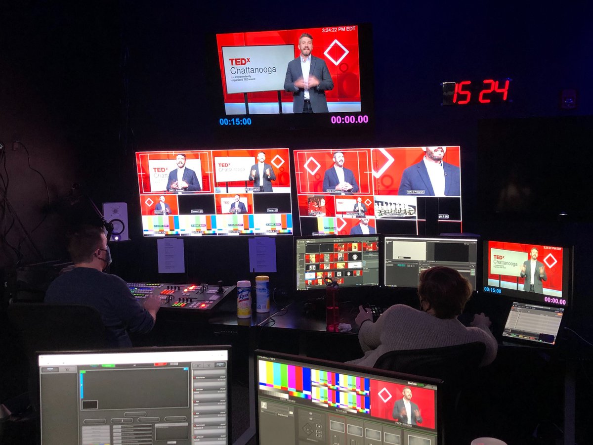 Firecrownmedia's tweet photo. @TEDxChatt in the Firecrown Media studio today - bringing the heat! https://t.co/OwDM82Om8d