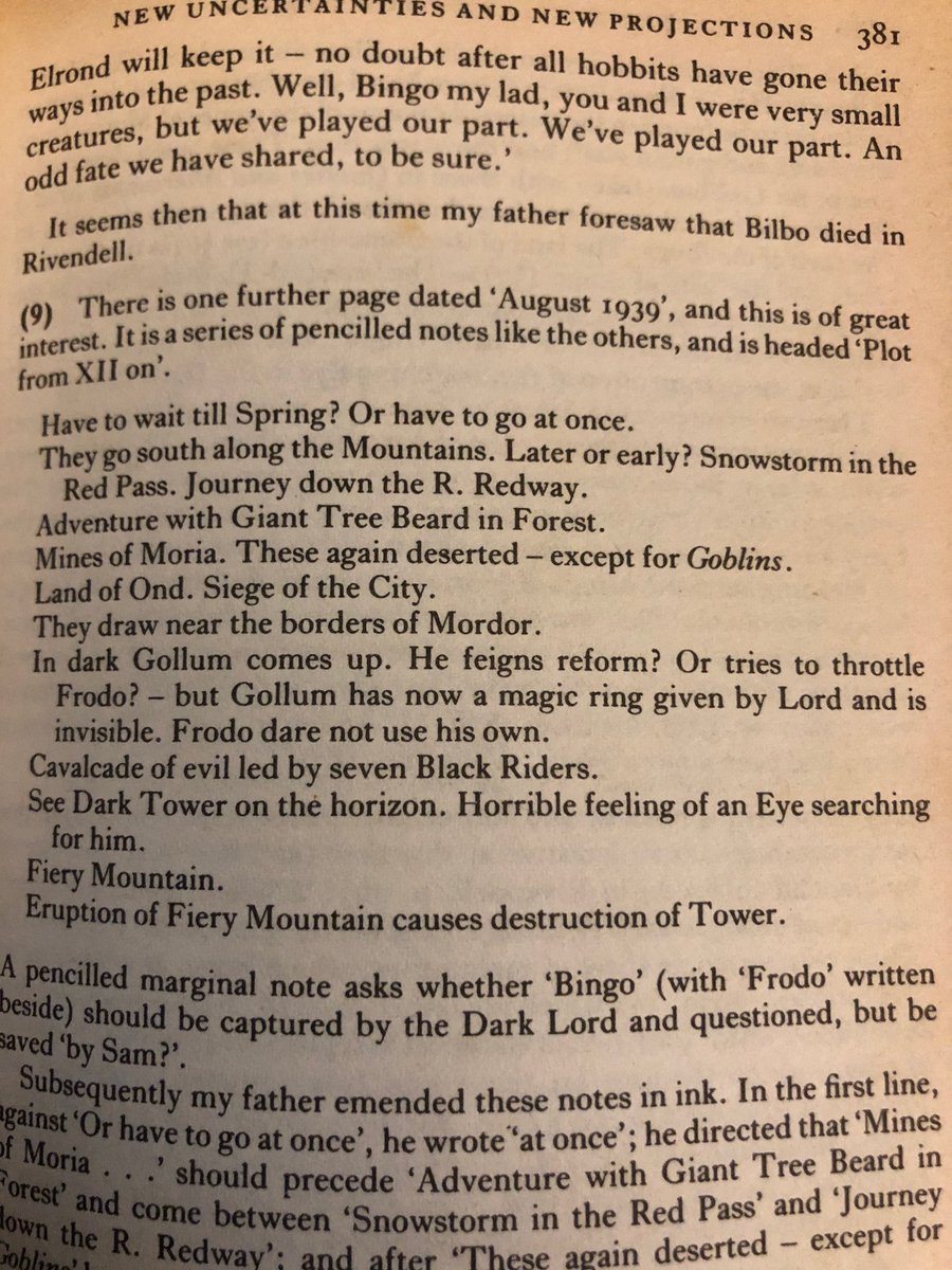 Actually, here's a fascinating sample of one of Tolkien's outlines at this point.