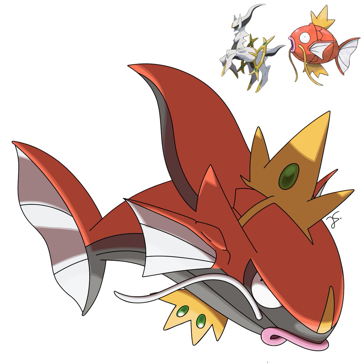 Day 26: Magikarp + Arceus #pokemon #fusion #inktober2020, image size:1200x1200