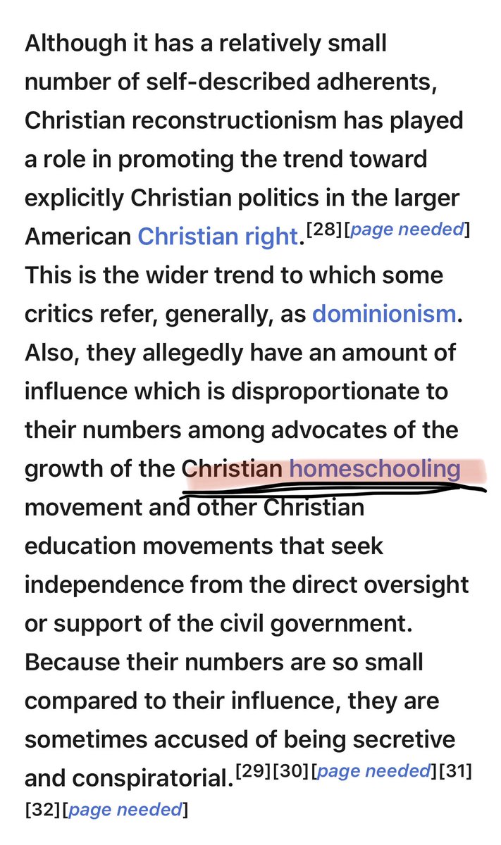 This is the mandate of Christian Reconstructionism, Dominionist Theology and the radical beliefs homeschoolers have organized to promote in the mainstream.