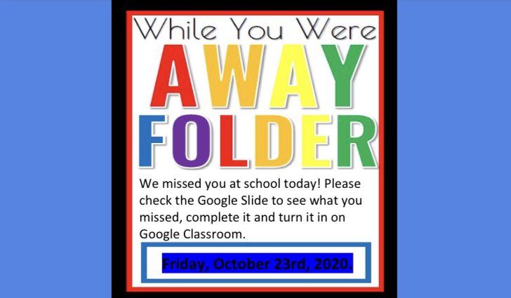 MrsZanier's tweet photo. Today I launched my virtual “While You Were Away Folder” for my Grade 5️⃣ Class. Check out this topic in our Google Classroom to get updates on days when you are away. This will allow you to catch up quickly and not feel like you are getting behind! 💻🗒✏️ https://t.co/z2zWBwZb6n