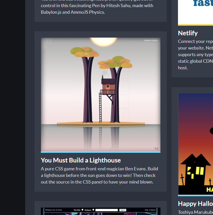 ivorjetski's tweet image. Eek! I should have probably made my CSS tidier! Thank you @CodePen :)
I should have made it more Halloweeny too!

#cssgame #cssart #codepen