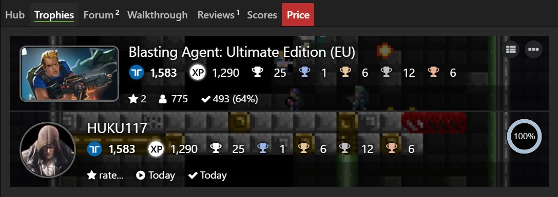 HUKU117's tweet photo. Blasting Agent: Ultimate Edition [EU] (PS4) Platinum#175 &amp; 100% Complete

#TrophyHunter #PlatinumTrophy #PlayStation #PS4 #PS4Share #BlastingAgent #RatalaikaGames #AxolStudio https://t.co/m3Log0QAR9