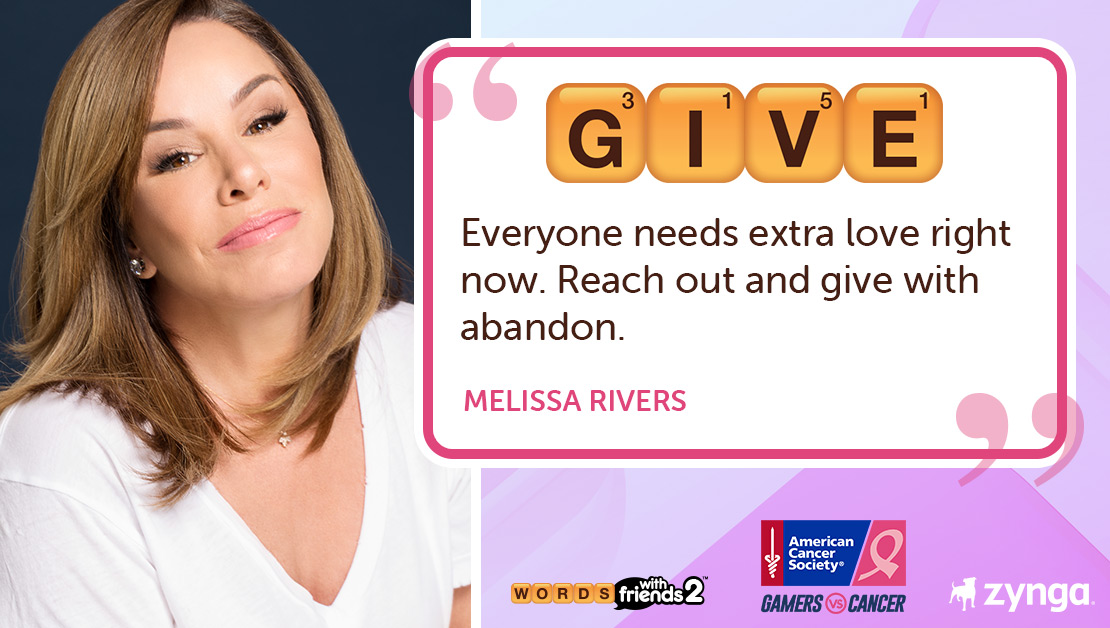WordsWFriends's tweet photo. Author and actress, @MelRivers chose the word ‘give’ as her #WordWithHope. She believes in being generous with the love we give. #BreastCancerAwareness @AmericanCancer https://t.co/c4l5aowvA8