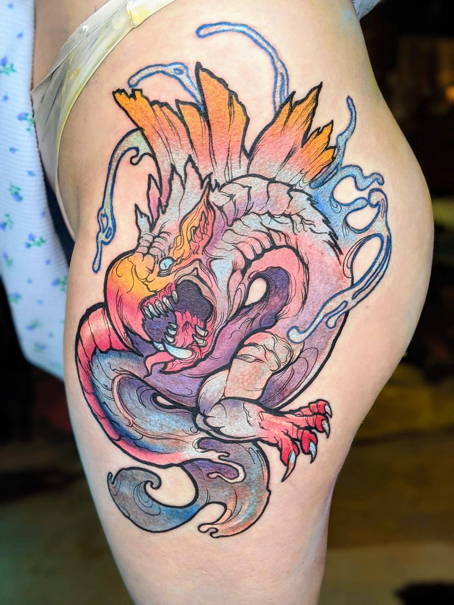 impkinArt's tweet photo. Finally got my commission by @personfaces tattooed! Najarala from Monster Hunter. This piece was done by Aaron Culpepper at Voodoux Tattoux in Shreveport, Louisiana.
https://t.co/mjwizwg6AQ
#najarala #monsterhunter https://t.co/IPraGEnXWE