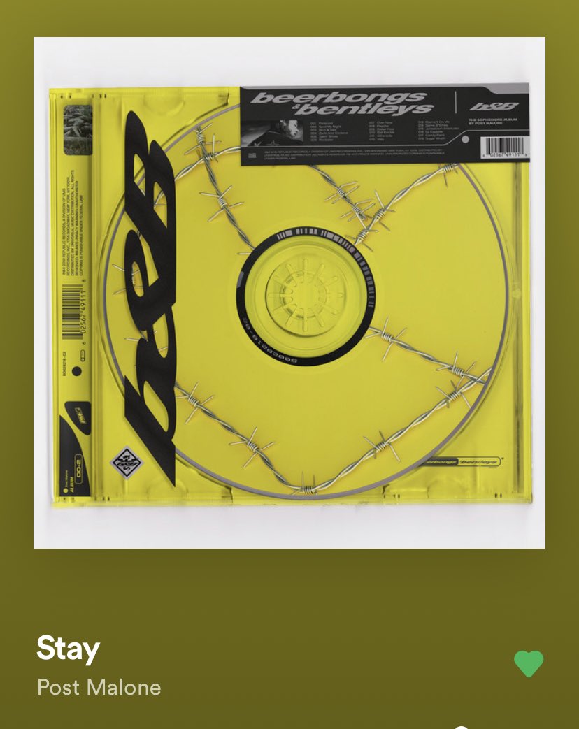 track twelve “stay” “stay” I believe should’ve been the promoted single it’s demonstrates posty ability to actually sing and play the guitar and also gives me “feeling Whitney” vibes from stoney definitely one of the stronger songs on the album