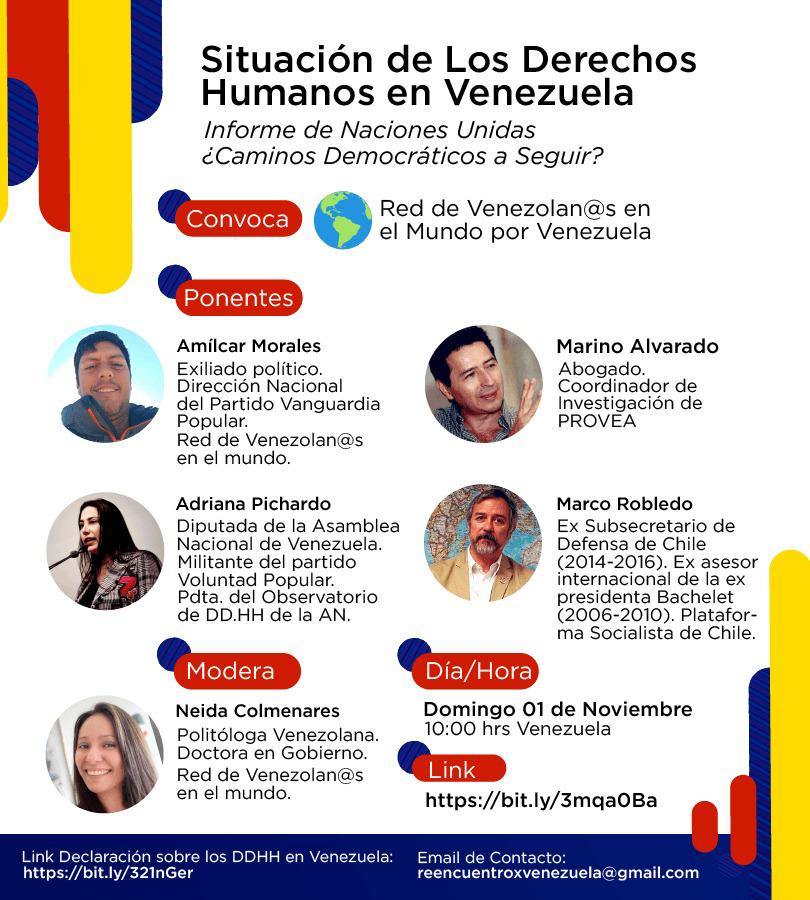 VozdeVanguardia's tweet photo. #26Oct #opinion La red de Venezolan@s en el Mundo por #Venezuela, invita este próximo #01Nov al conversatorio acerca de la Situación de los #DDHH, ¿Caminos Democráticos a Seguir?
#DerechosHumanos 
#Democracia https://t.co/XuP0ZCGwPj
