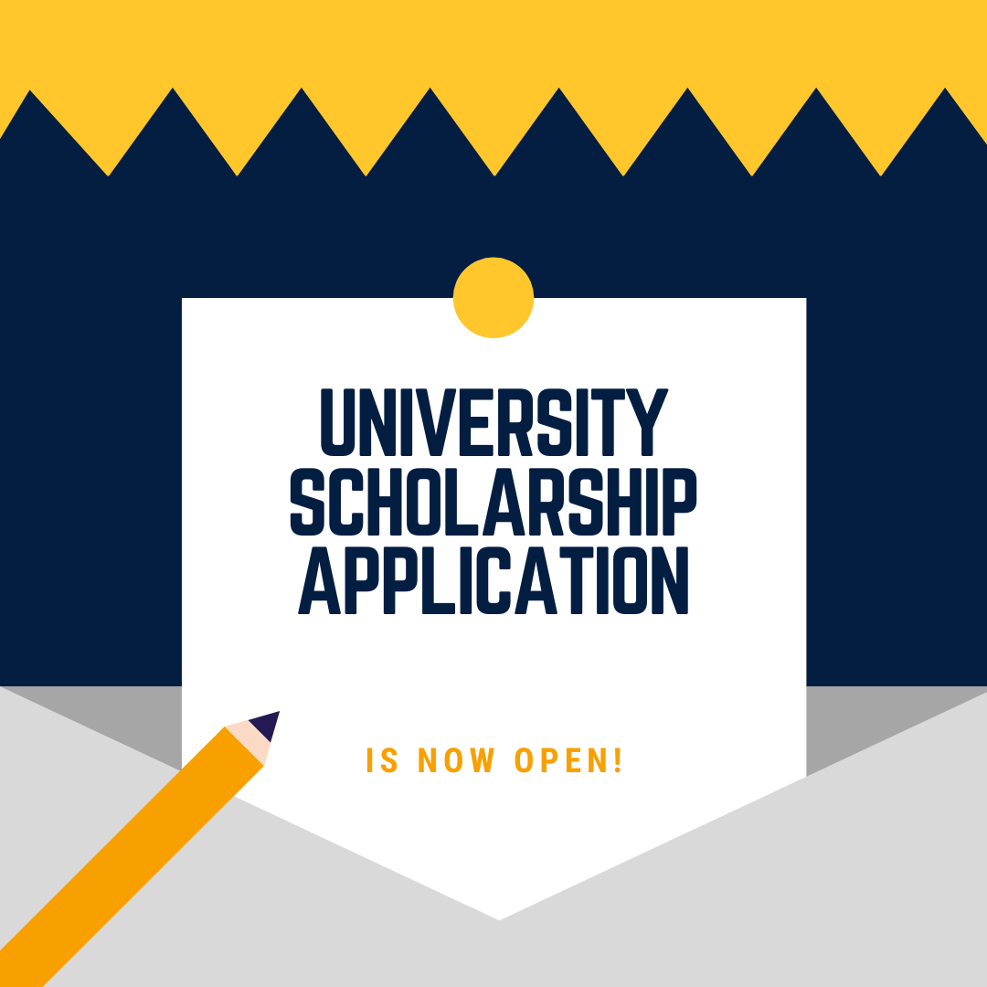 The University Scholarship Application is open! You can pply now at ow.ly/9xTS50C1ba1