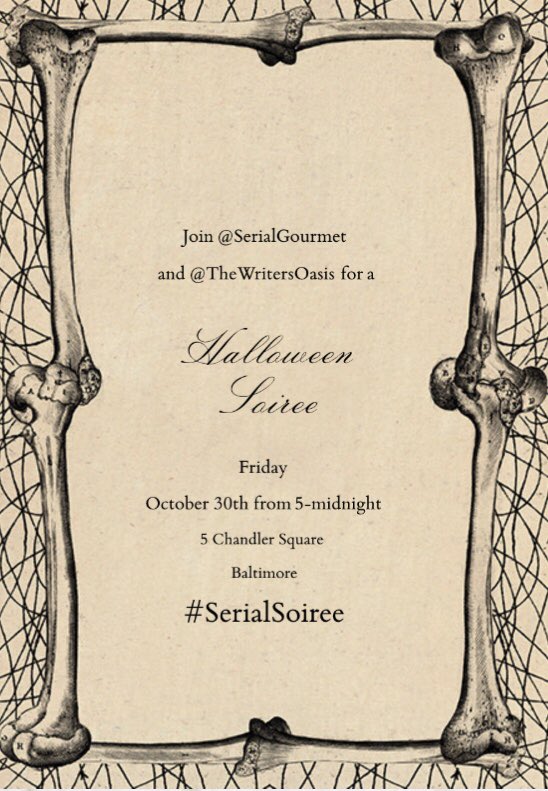 SerialGourmet's tweet photo. Excited to welcome you to the #SerialSoiree - my Halloween banquet this Friday. Everyone is invited.
No, seriously, I would /love/ to have you for dinner... https://t.co/hNwe4RaMAW