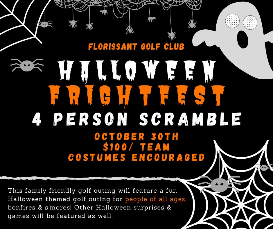 FlorissantGolf's tweet photo. Don't miss your chance to sign up for our Halloween Frightfest!!!
Call (314) 741 - 7444 or email sfreihoff@florissantmo.com for more info! https://t.co/f4dWB5slyx
