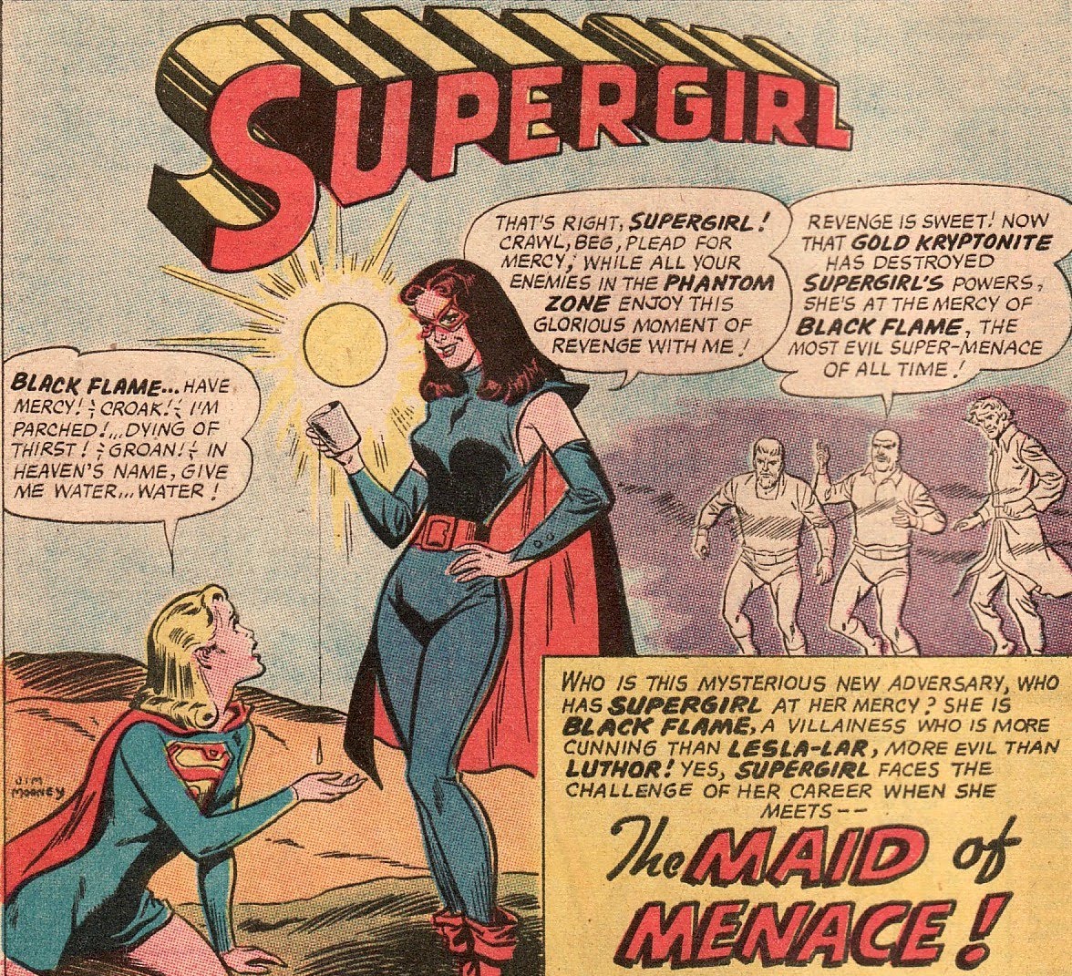 During the 60s, Supergirl's most notable artist was Jim Mooney, who very much defined the look of Kara and her strips. After Lesla-Lar's ignomious death she also fought villains like the Black Flame, though none stuck around like Superman's foes did.