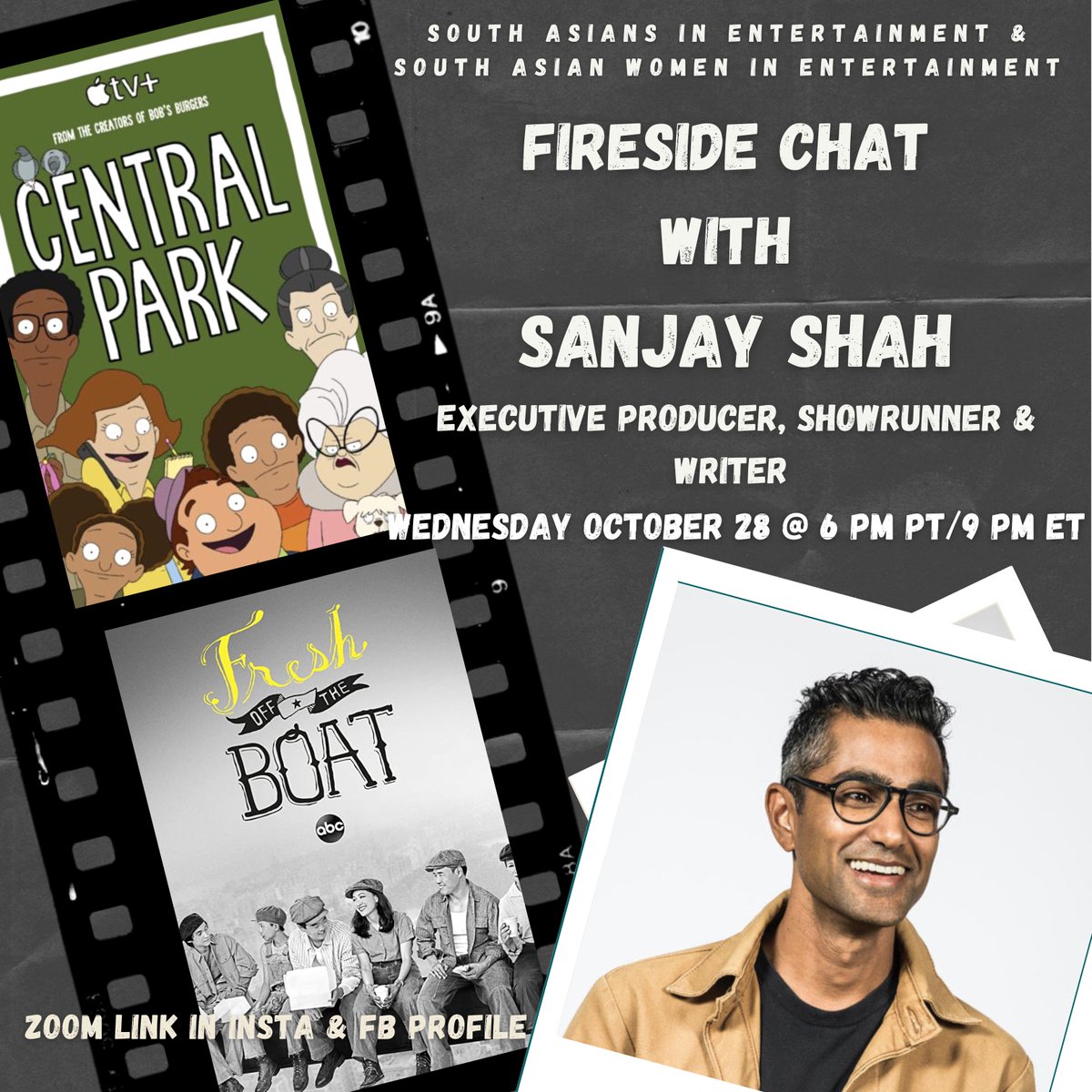 SouthAsiansEnt's tweet photo. Fireside Chat with Sanjay Shah
Join us on Wednesday October 28 at 6 pm PT/ 9 PM ET as we talk to Sanjay Shah about Showrunning, producing and television writing for live action and animation!

https://t.co/Fig9Q3XYKp https://t.co/LUZNtAUM1l