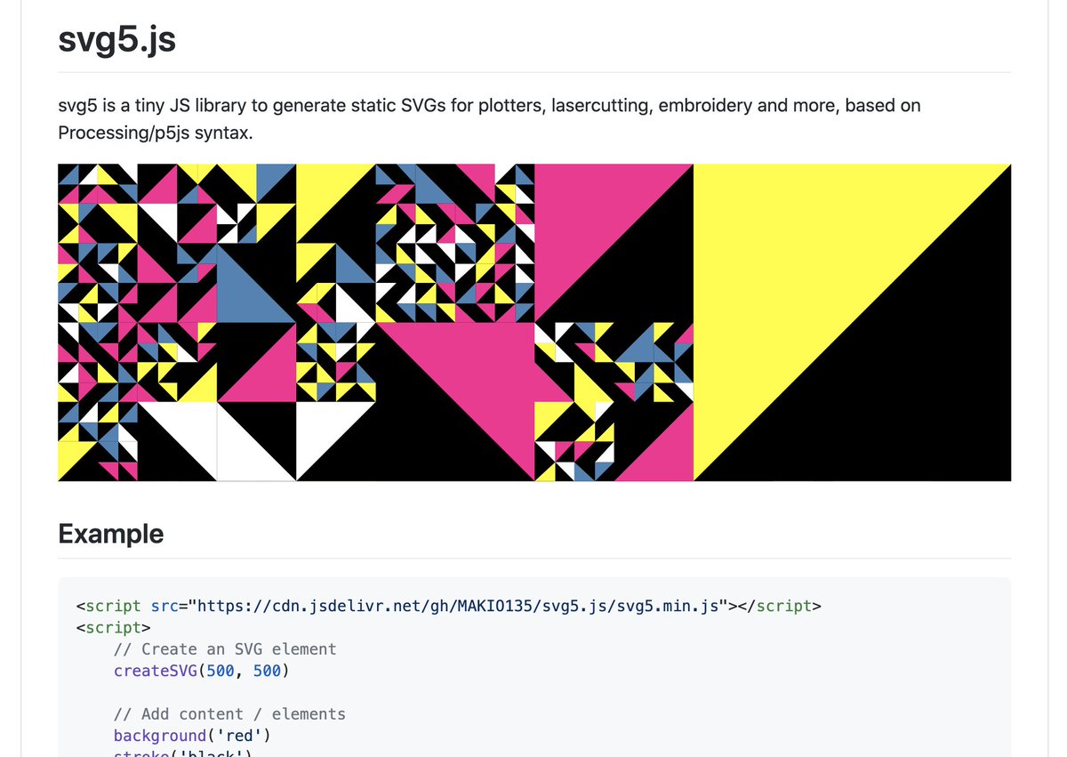 MAKIO135's tweet photo. Added support for arcs and stroke-dasharray in svg5 🎉
+ updated readme with more examples
https://t.co/oK9GTV47hl

#svg #javascript #p5js https://t.co/KDrVrQ0JAs