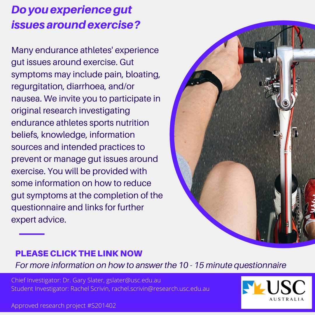 uniofsunshinecoast.syd1.qualtrics.com/jfe/form/SV_26… 
PhD questionnaire ready to complete...Are you an endurance athlete who experiences gut issues around training?  If so please complete.