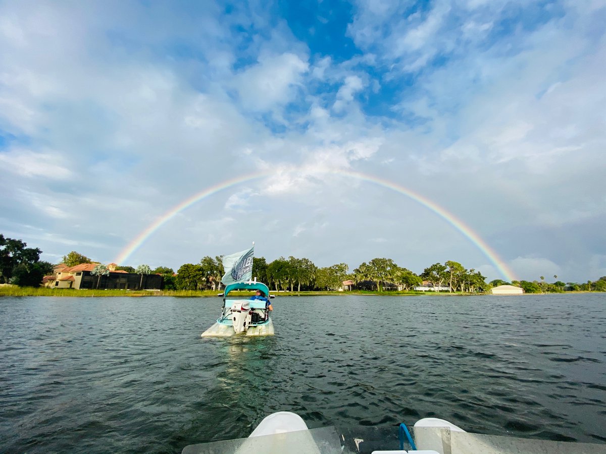 Hard to top this incredible photo of a full rainbow on Lake Dora during CatBoat Adventure Tours.