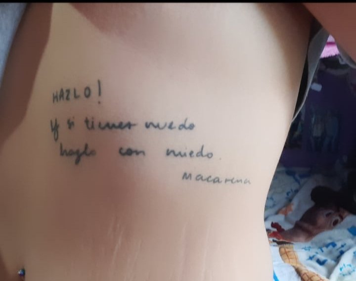Ackerman276's tweet photo. Lo único que puedo decir es GRACIAS @macabeso por que la frase que llego en mi Magic Box es la misma que tú un día me escribiste y que tatue en mi piel para recordarme lo valiente que debemos ser 🌟🥺❤ https://t.co/vLi2bBjMvd