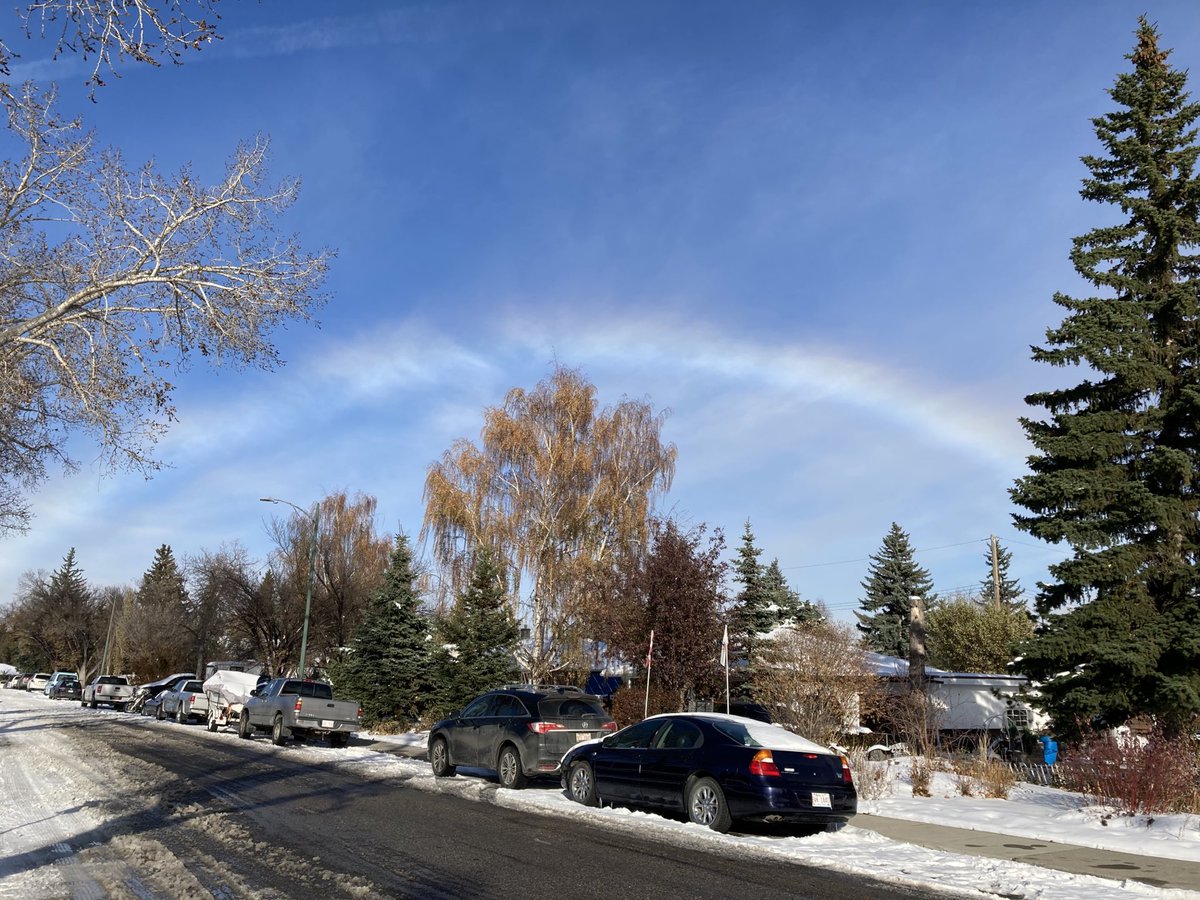 Well that’s the first time I’ve seen a rainbow in October! #winterbow #icebow #yyc #atops #stormhour #albertaskies