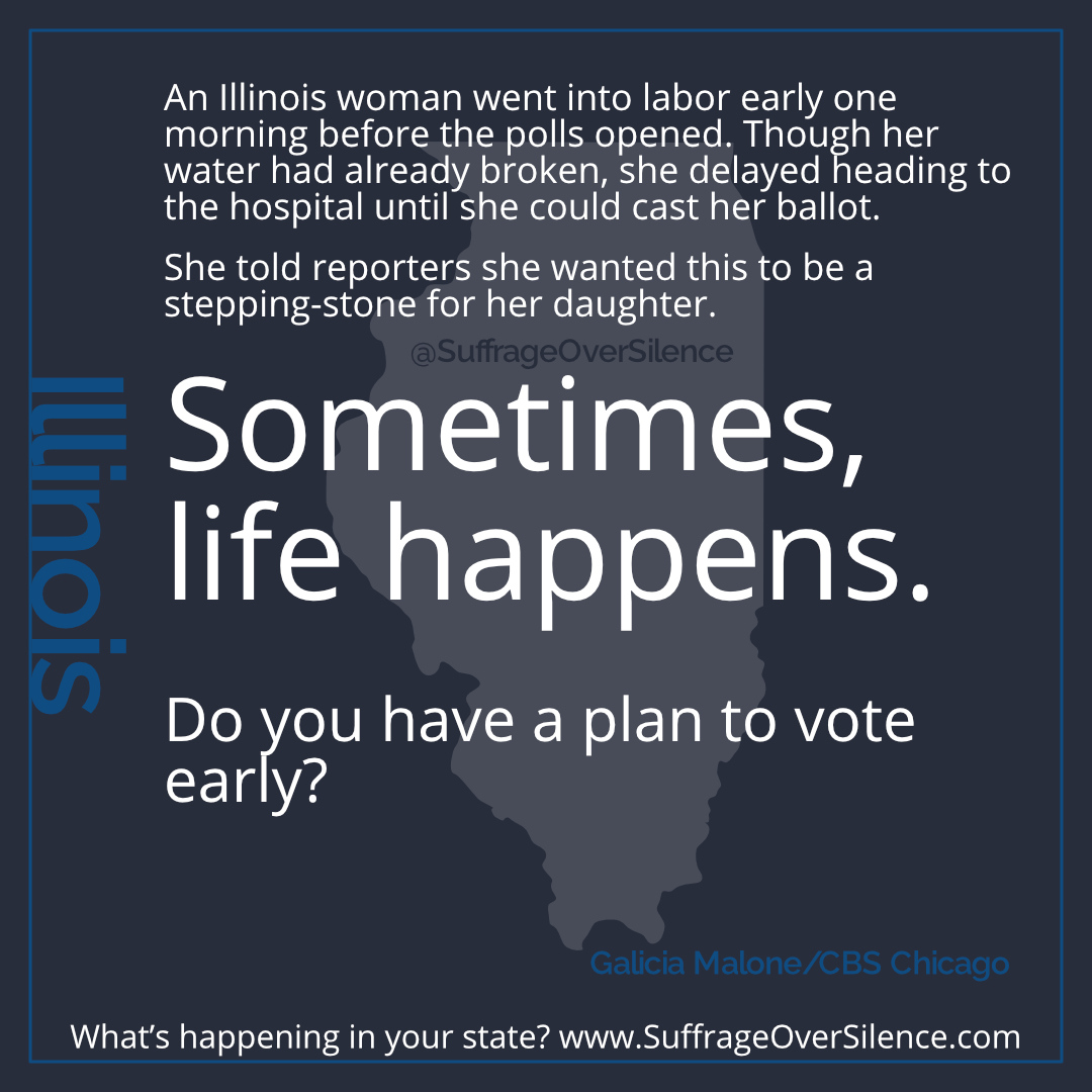 SuffrageOver_'s tweet photo. If you have any way to vote early, don't wait for November 3rd. You could be sick, quarantined, snowed-in, flooded-out, surrounded by a swarm of murder hornets, or anything else 2020 can cook up. Leave nothing to chance. Get out there and vote. https://t.co/uM06IAfr9w