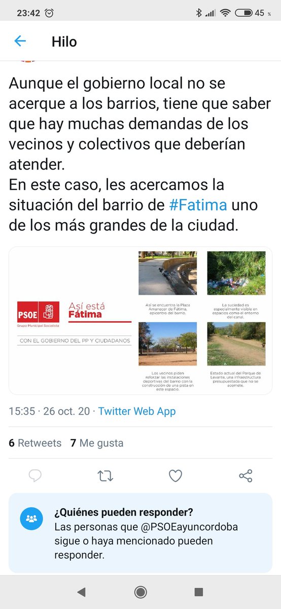 joignica's tweet photo. @PSOEayuncordoba @isabel_ambrosio  ponéis un mensaje que no se puede responder, y lo que reclamais lo dejasteis vosotros así, no teneis verguenza. @ayuncordoba_es https://t.co/dgT1cDfB5b