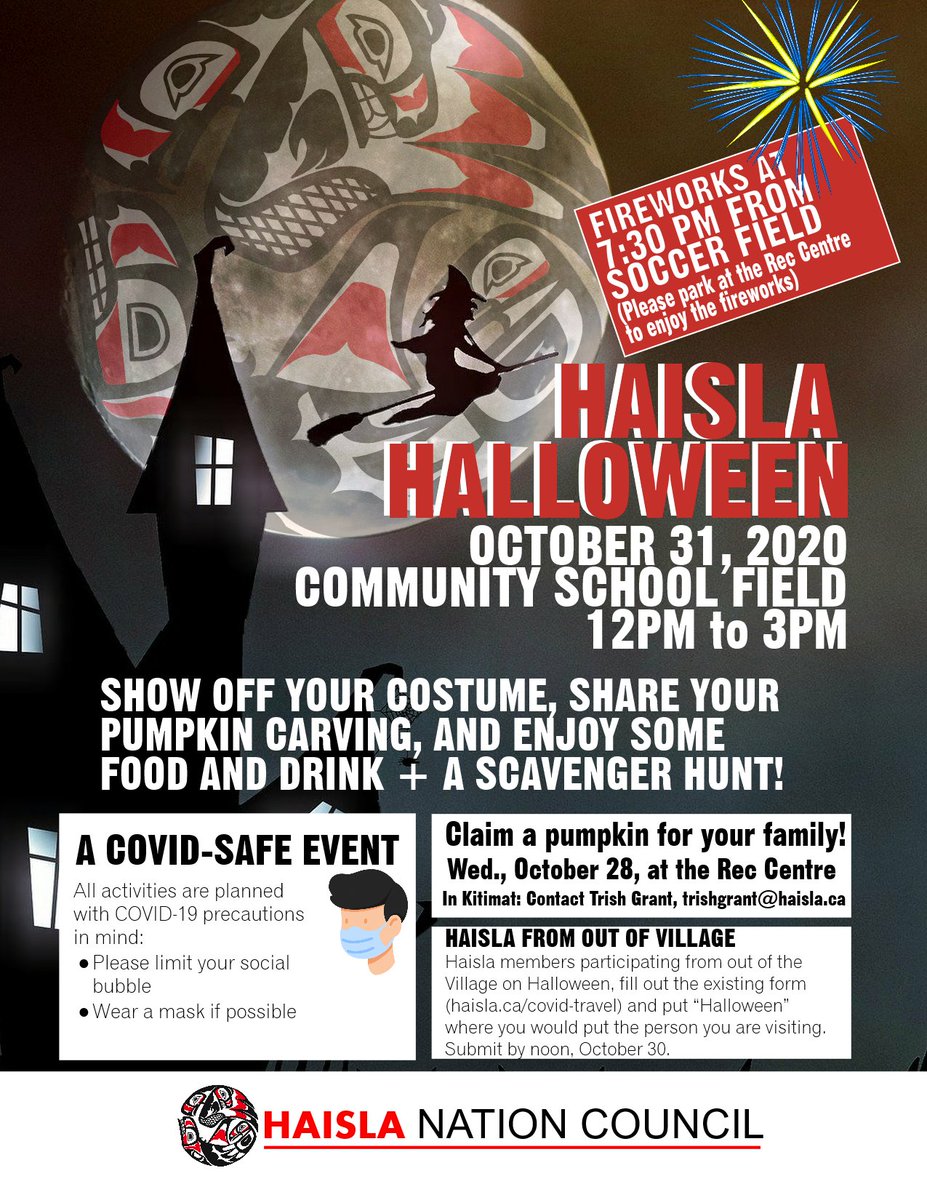 We're excited to have a #HaislaHalloween event in our community for our members. As long as we're all safe we can all have some fun! #Haisla