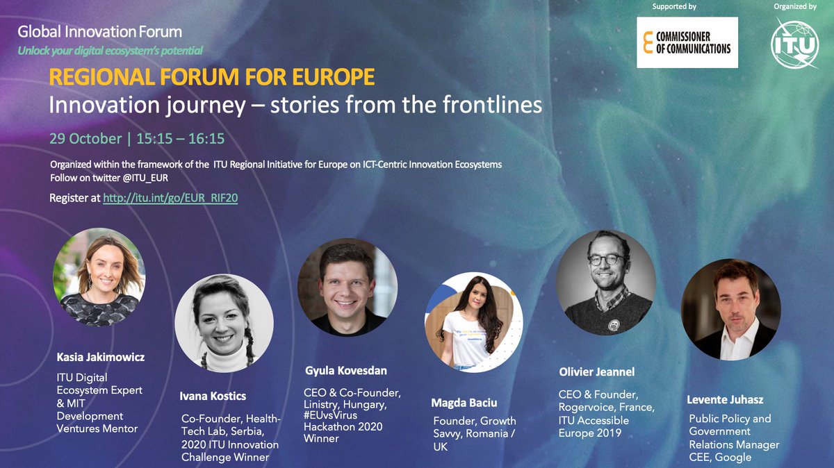 29 October! You belive #digital helped you &amp;  European companies survive #covid? Join me this at the Regional Innovation Forum for Europe organised by <a href="/ITU/">Int’l Telecommunication Union</a> <a href="/UN/">United Nations</a> agency for #ICT on what works for #digital companies and #digital ecosystem! lnkd.in/e9FpTnc  @ITU_EUR