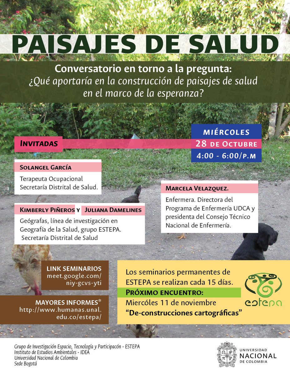 idea_un's tweet photo. #PaisajesDeSalud Invita el Seminario permanente del grupo de investigación ESTEPA (Espacio, Tecnología y Participación).
#LecturaRecomendada para la sesión: "#AlertaGlobal..." disponible en:
https://t.co/jJxn7BO0oo

Link de los seminarios:
https://t.co/FaPFjzMzXA https://t.co/iKfUXEix7z