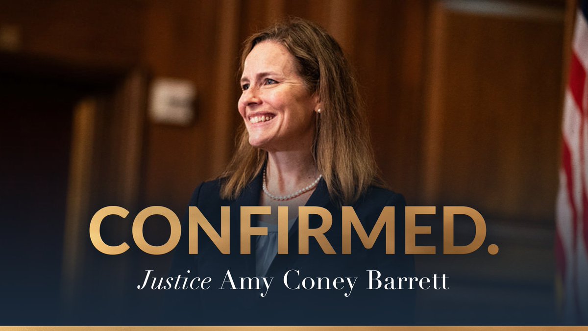 #Confirmed Congratulations to 𝐽𝑢𝑠𝑡𝑖𝑐𝑒 Amy Coney Barrett. 🇺🇸