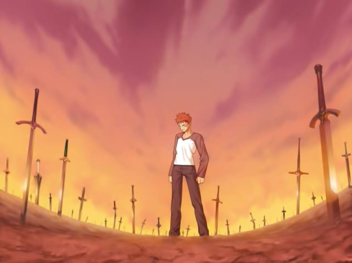 AriKlNO's tweet photo. "Everything here is a fake.
However, there's nothing that says a fake can't rival the real thing.
If you say you're the genuine article, then I'll just surpass everything about you and take you down."

"Let's do this, King of Heroes. Do you have enough weapons stored up?" https://t.co/dUdCqDQEYy