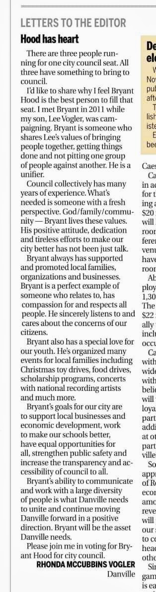 danvilleforward's tweet photo. Bryant Hood for #DanvilleVA City Council! #PeopleNotPolitics https://t.co/5jVdMB9DS4