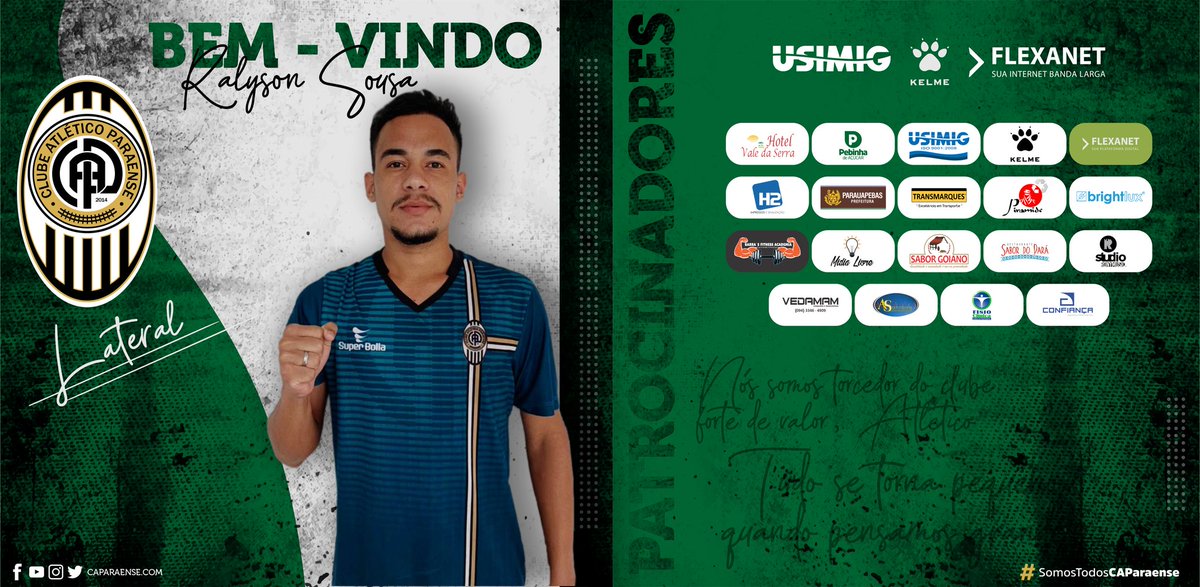 CAParaense's tweet photo. Ralysson Sousa de 21 anos é o novo reforço da Pantera do Norte para disputa da divisão de acesso 2020.
O Lateral Direito estava no Paragominas (PFC), onde disputou o campeonato paraense deste ano.

Seja bem vindo! https://t.co/O8iGbxPDDm