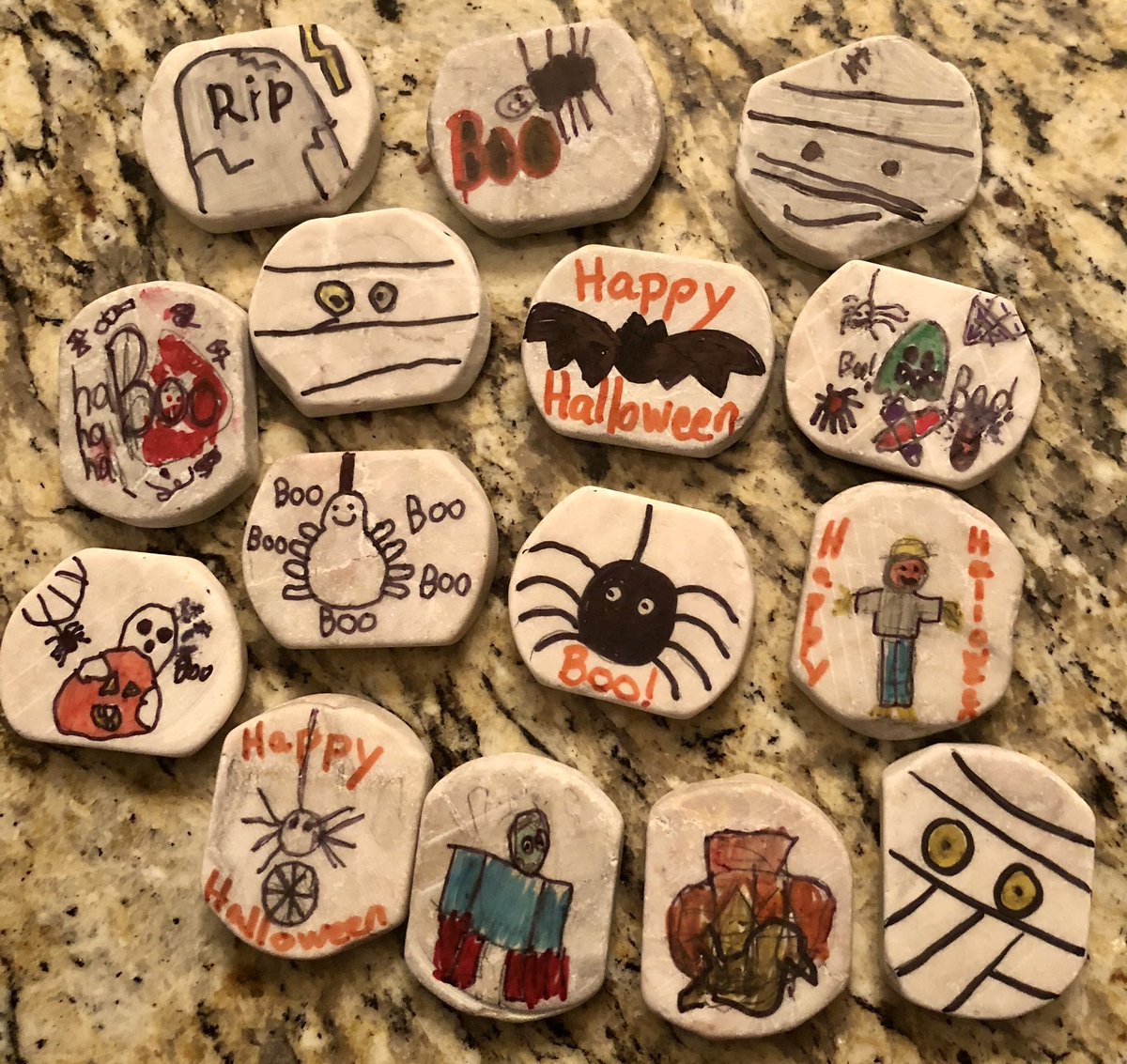My class decorated Halloween rocks to hide for Eagle River Rocks! #pinespride #eagleriverrocks