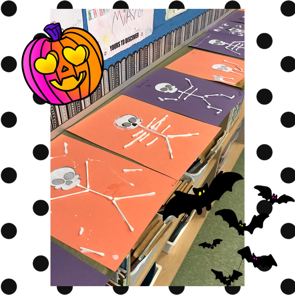 Sneak peek at our “squelettes habillés” in grade 4/5.  So much creativity in the class! Looking forward to the finished products!! Stay tuned!! 🤗 <a href="/lclightmilton/">Lumen Christi</a>