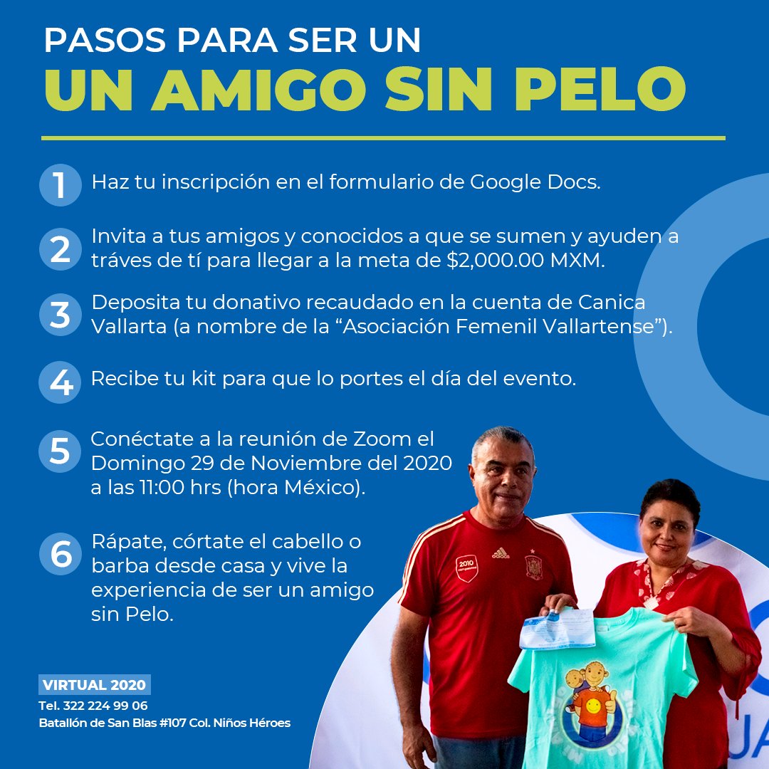 Estos son los pasos para convertirte en Un Amigo sin Pelo. No olvides registrarte en el siguiente link para recibir tu kit 💙

forms.gle/Ls1CFosqqc9gbZ…