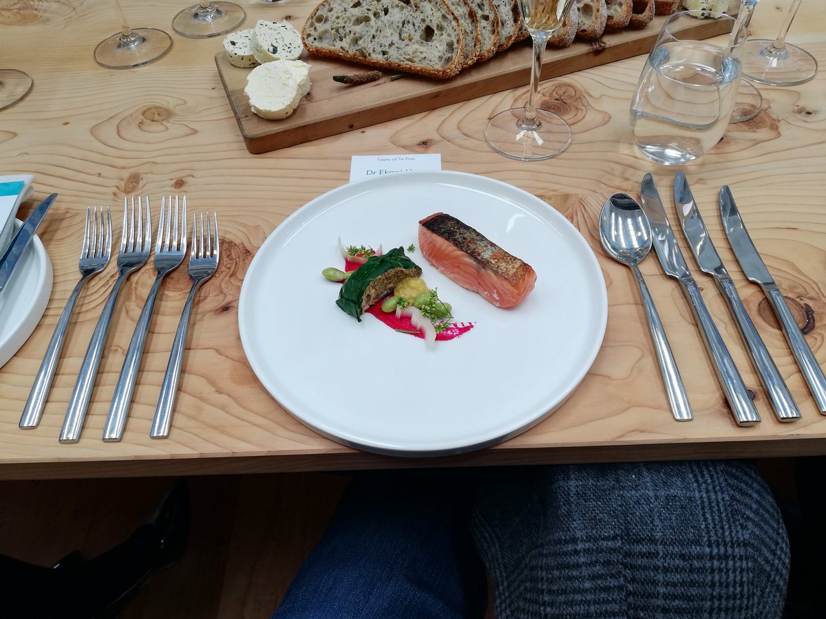 VeerOffTrack's tweet image. You know the meal is going to be amazing when you have this much cutlery. Another difficult day in the #knowledgecommons for A Taste of Te Pae @UCNZ @susierstevens