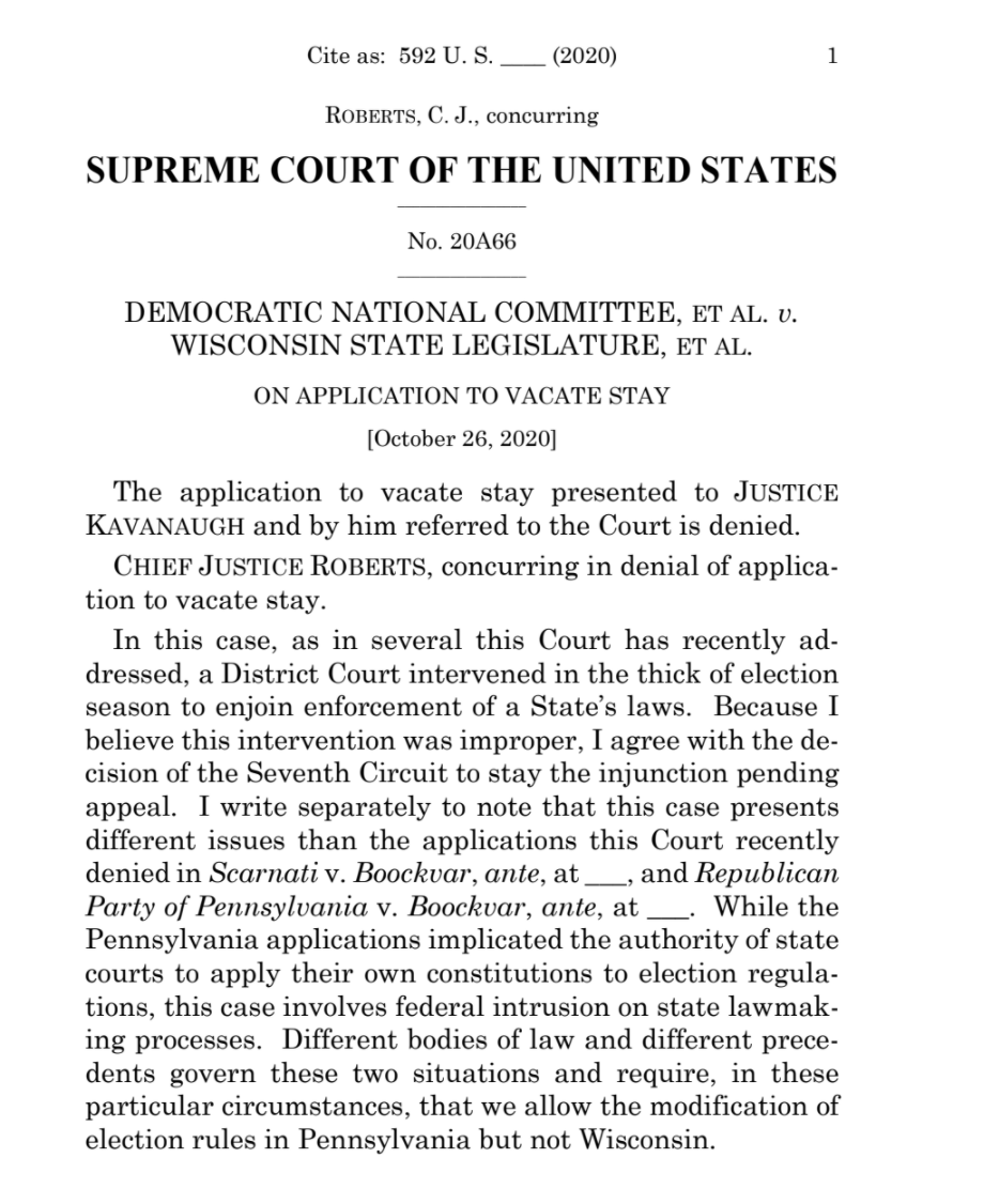 There are three other opinions: a very brief concurrence from Chief Justice Roberts (below) and lengthy concurrences from Justices Gorsuch and Kavanaugh